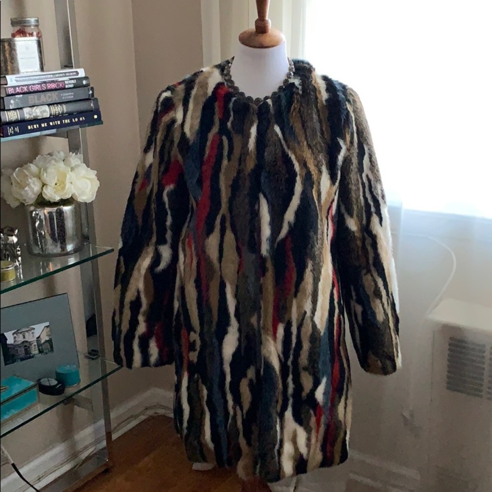 Zara multicolored faux fur coat